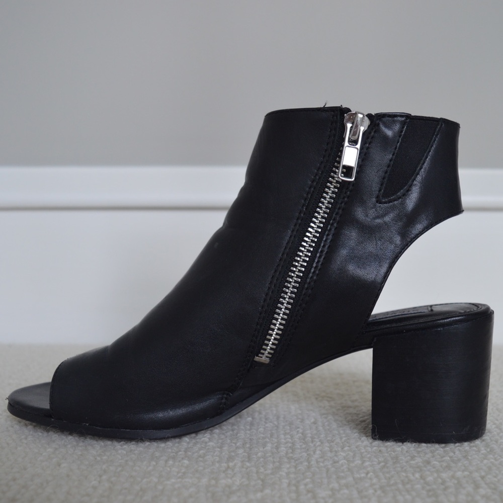 Steve Madden Open Toe Block Heel Zipper Booties